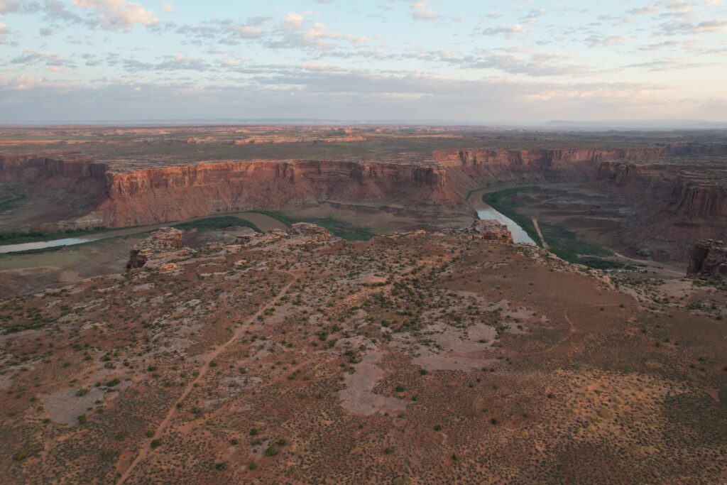 Moab Utah, froma bove, sunset