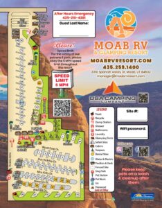 Moab RV & Cabin Resort Park Map